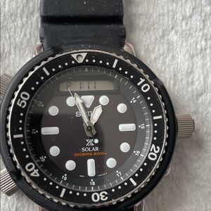 Seiko Black and White Solar Diver's Watch